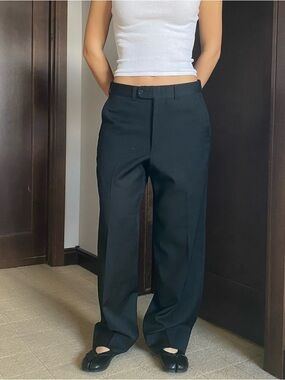 Vintage black slouchy straight leg dress pants
